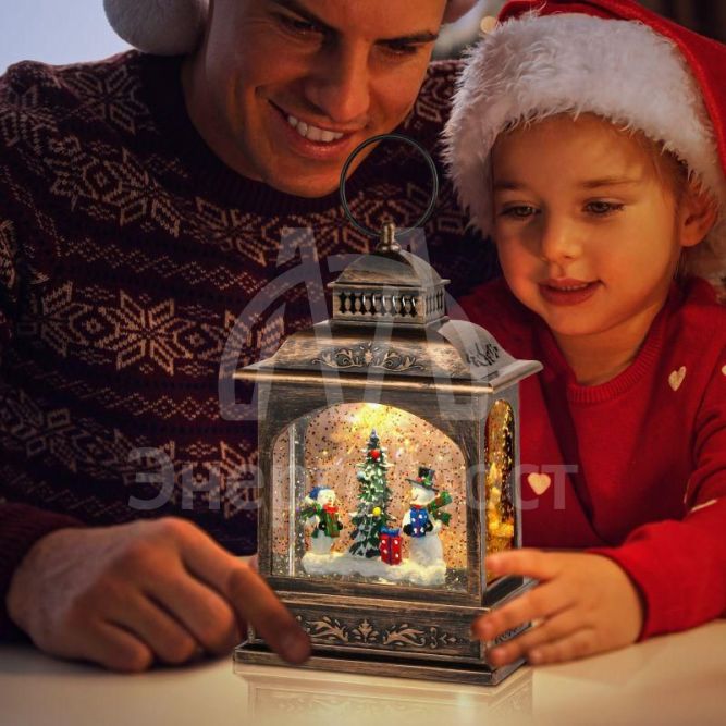 Светильник светодиодный новогодний декоративный &amp;quot;Снеговики&amp;quot; ENGDS-11 LED h 21см 3хАА таймер 6ч IP20 теплый бел. Эра Б0051943