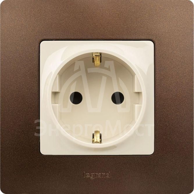 Механизм розетки 1-м СП Etika 2К+З 16А защ. шторки с заземл. винт. зажимы сл. кость. Leg 672322