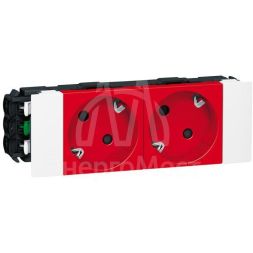 Механизм розетки 2-м СП Mosaic New 4мод. 2К+З для кабель-канала DLP с мех. блок. красн. Leg 077422