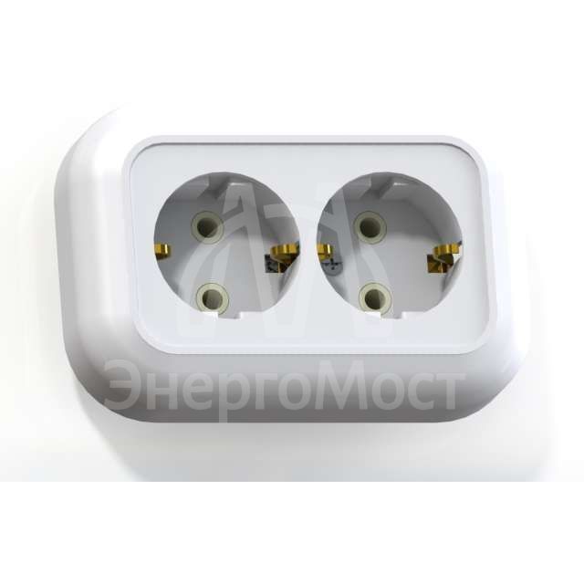 Розетка 2-м СП Валентина РС16-830 с заземл. бел. Кунцево 5447