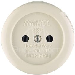Розетка 1-м ОП 16А IP20 круглая без заземл. Makel 16012