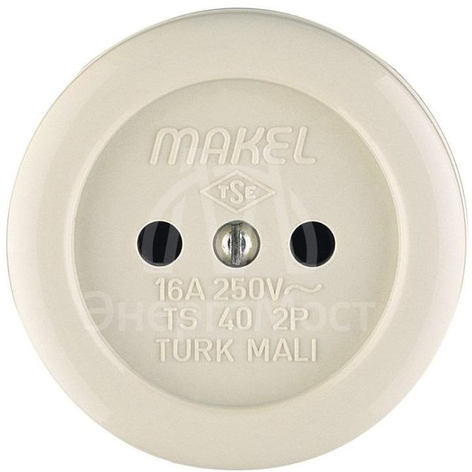 Розетка 1-м ОП 16А IP20 круглая без заземл. Makel 16012