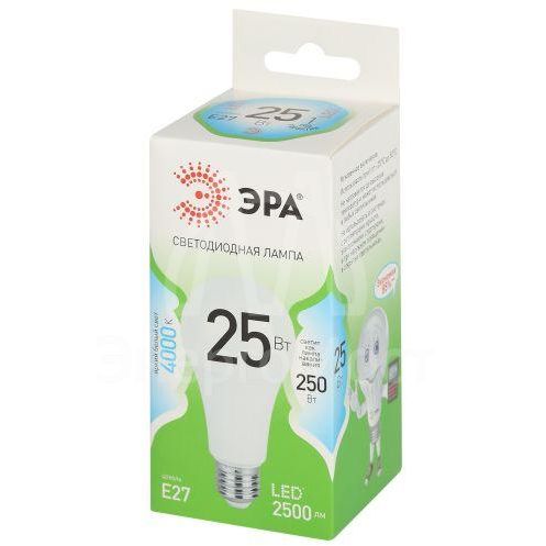 Лампа светодиодная GREEN LINE A60-25W-840-E27 GL 25Вт груша 4000К яркий свет бел. E27 Эра Б0067117