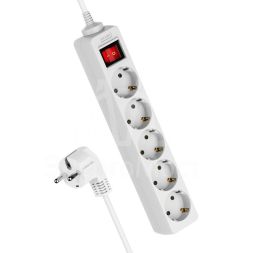 Удлинитель 5х5м с заземл. 16А IP20 ПВС 3х1 с выкл. Космос YKsm5m-5g-Z-V(K)