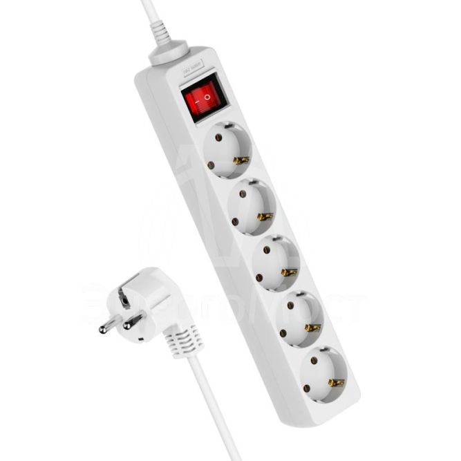 Удлинитель 5х5м с заземл. 16А IP20 ПВС 3х1 с выкл. Космос YKsm5m-5g-Z-V(K)