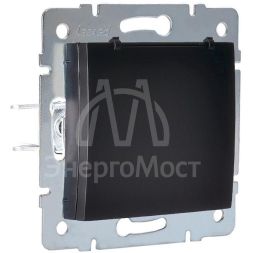 Механизм розетки 1-м СП KARINA с защ. крышкой термопласт с заземл. черн. бархат LEZARD 707-4288-123B