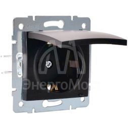 Механизм розетки 1-м СП KARINA с защ. крышкой термопласт с заземл. черн. бархат LEZARD 707-4288-123B