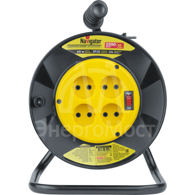 Удлинитель на катушке 4х40м без заземл. 93 904 NPE-R-04-40-X-2х1 NAVIGATOR 93904