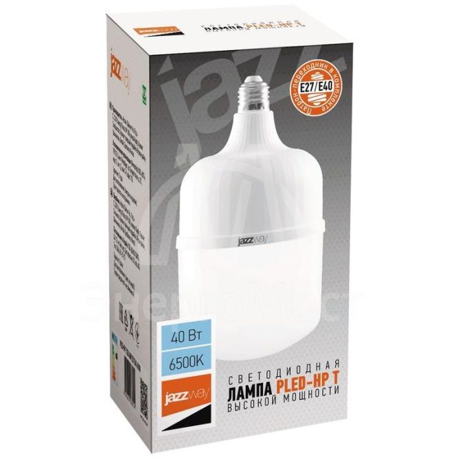 Лампа светодиодная PLED-HP-T120 40Вт 6500К холод. бел. E27/ E40 (Переходник в комплекте) 3700лм JazzWay 1038944