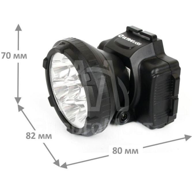 Фонарь налобный аккумуляторный LED 5362 (220В 7LED 2 режима; черн.) Ultraflash 11256
