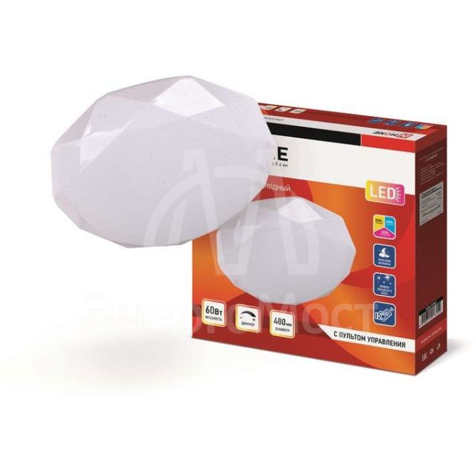 Светильник светодиодный COMFORT DIAMOND 60Вт 230В 3000-6500К 4800лм 480х80мм с пультом ДУ IN HOME 4690612016252