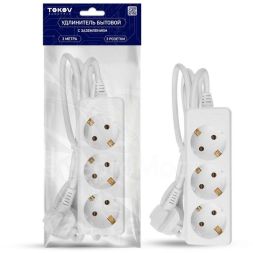 Удлинитель 3х3м с заземл. 10А 3х0.75 TOKOV ELECTRIC TKE-C01-BU3-3-075-Z
