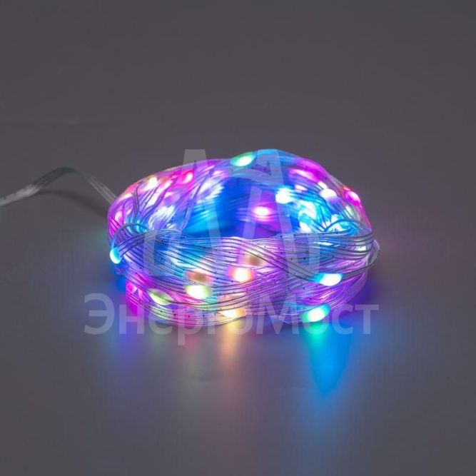 Гирлянда смарт &amp;quot;Нить&amp;quot; из росы с крупными светодиодами 10м 100LED RGB IP20 прозр. провод USB Neon-Night 245-019
