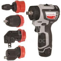 Дрель-шуруповерт аккумуляторная бесщеточная ДА-10/12В 36 КомбиМАКС (Li-ion кейс 2 аккум. 2А.ч 4 насадки) ИНТЕРСКОЛ 687.2.2.79