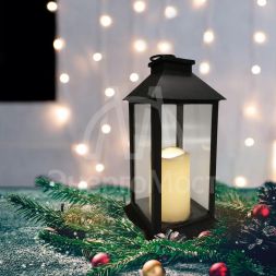 Фонарь декоративный со свечой 14х14х29см тепл. бел. корпус черн. Neon-Night 513-045