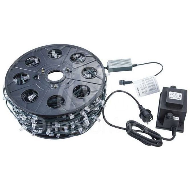 Гирлянда &amp;quot;КЛИП ЛАЙТ&amp;quot; 660LED темн.-зел. ПВХ провод 80Вт 12В тепл.-бел. трансф. в компл. (уп.100м) NEON-NIGHT 325-126