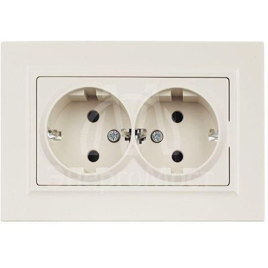 Розетка 2-м СП BRITE РСш12-3-БрКр 16А в сборе с заземл. защ. шторки беж. IEK BR-R24-16-K10-F