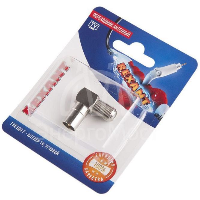 Переходник антенный гнездо F-штекер TV угловой блист. Rexant 06-0027-A