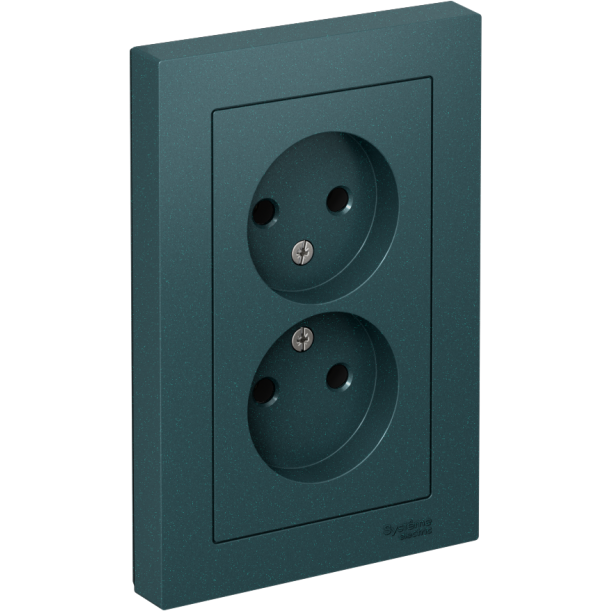 Розетка 2-м СП AtlasDesign 16А IP20 без заземл. в сборе изумруд SchE ATN000820