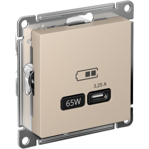Розетка USB AtlasDesign тип C 65Вт высокоскор. ЗУ QC PD механизм песочн. SE ATN001227