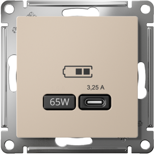 Розетка USB AtlasDesign тип C 65Вт высокоскор. ЗУ QC PD механизм песочн. SE ATN001227