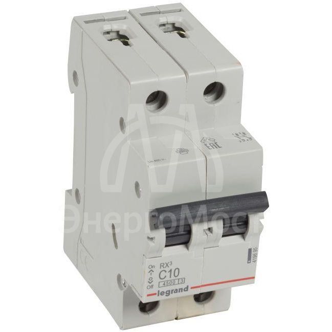 Выключатель автоматический модульный 2п C 10А 4.5кА RX3 Leg 419695