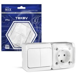 Блок ОП Nix (розетка 16А 250В с заземл. 2-кл. выкл. 10А) IP54 бел. TOKOV ELECTRIC TKE-NX-V2RZ-C01T-IP54