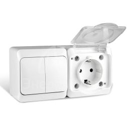 Блок ОП Nix (розетка 16А 250В с заземл. 2-кл. выкл. 10А) IP54 бел. TOKOV ELECTRIC TKE-NX-V2RZ-C01T-IP54