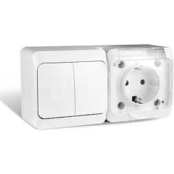 Блок ОП Nix (розетка 16А 250В с заземл. 2-кл. выкл. 10А) IP54 бел. TOKOV ELECTRIC TKE-NX-V2RZ-C01T-IP54