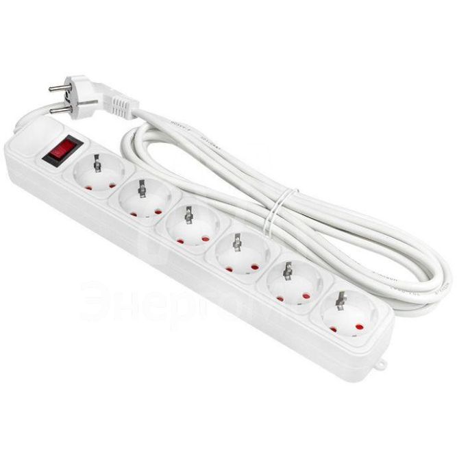 Удлинитель с сетевым фильтром 6х5м с заземл. 16А IP20 Блокбастер XL 3.2кВт ПВС 3х1 с выкл. PROxima EKF UFA16-310-6-05