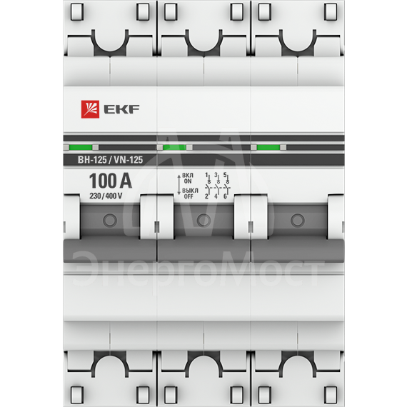 Выключатель нагрузки 3п 100А ВН-125 PROxima EKF SL125-3-100-pro