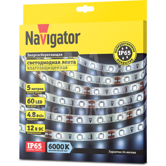 Лента светодиодная 71 763 NLS-3528CW60-4.8-IP65-12V R5 4.8Вт/м (уп.5м) Navigator 71763