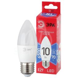 Лампа светодиодная ECO LED B35-10W-865-E27 R (диод свеча 10Вт холодн. E27) (10/100/3500) ЭРА Б0045338