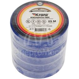 Изолента ПВХ 0.13х15мм 25м синяя (уп.5шт) Kranz KR-09-2105