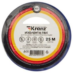 Изолента ПВХ 0.13х15мм 25м синяя (уп.5шт) Kranz KR-09-2105