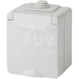 Розетка ОП 2P+E 11-2602-03 16А-250В с защ. шторками IP65 сер. ЭРА Б0035990