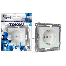 Розетка 1-м СП Pixel 16А IP20 с заземл. защ. шторки механизм перламутр. TOKOV ELECTRIC TKE-PX-R1ZSF-C04