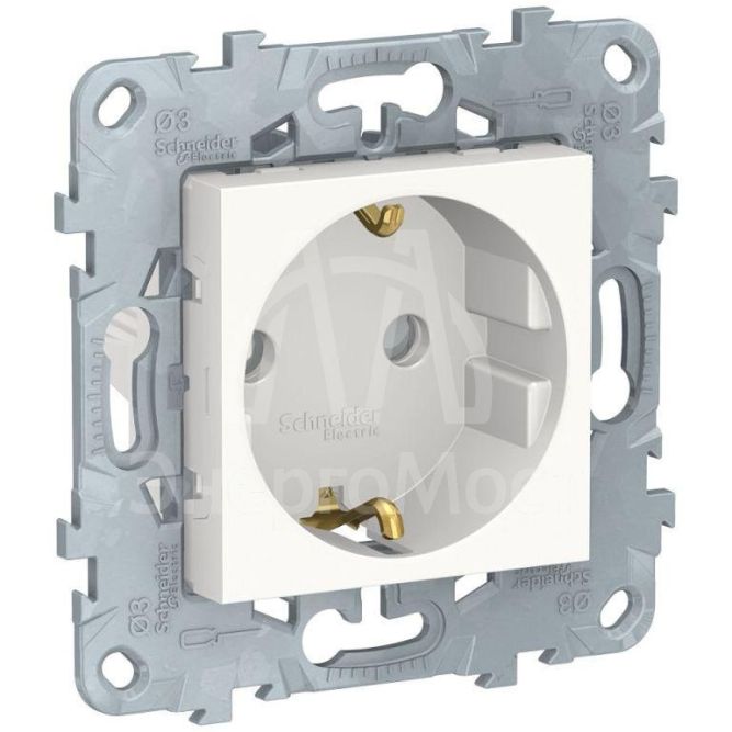 Механизм розетки UNICA NEW защ. шторки с заземл. винт. зажим 16А 250В бел. SchE NU503718