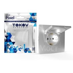 Розетка 1-м СП Pixel 16А IP20 с заземл. защ. шторки с крышкой механизм алюм. TOKOV ELECTRIC TKE-PX-R1ZSW1-C03