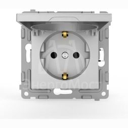 Розетка 1-м СП Pixel 16А IP20 с заземл. защ. шторки с крышкой механизм алюм. TOKOV ELECTRIC TKE-PX-R1ZSW1-C03