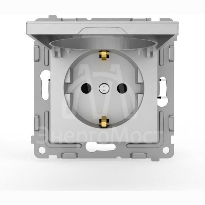 Розетка 1-м СП Pixel 16А IP20 с заземл. защ. шторки с крышкой механизм алюм. TOKOV ELECTRIC TKE-PX-R1ZSW1-C03