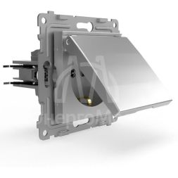 Розетка 1-м СП Pixel 16А IP20 с заземл. защ. шторки с крышкой механизм алюм. TOKOV ELECTRIC TKE-PX-R1ZSW1-C03