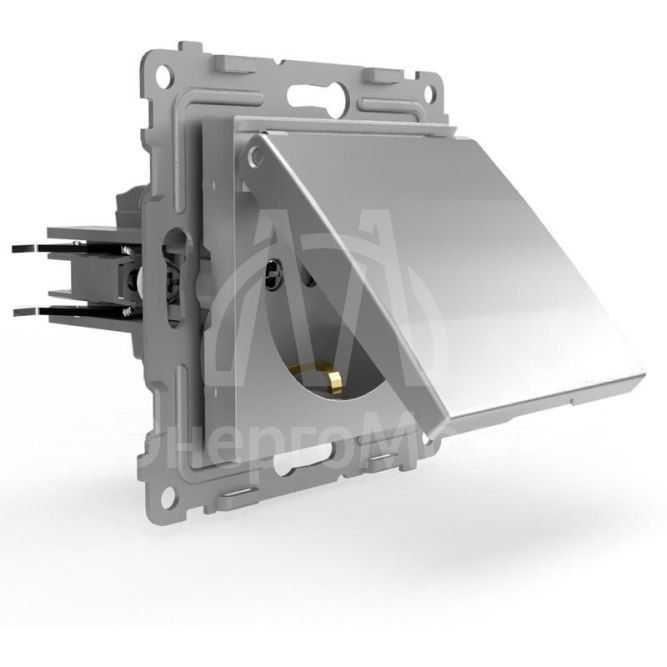 Розетка 1-м СП Pixel 16А IP20 с заземл. защ. шторки с крышкой механизм алюм. TOKOV ELECTRIC TKE-PX-R1ZSW1-C03