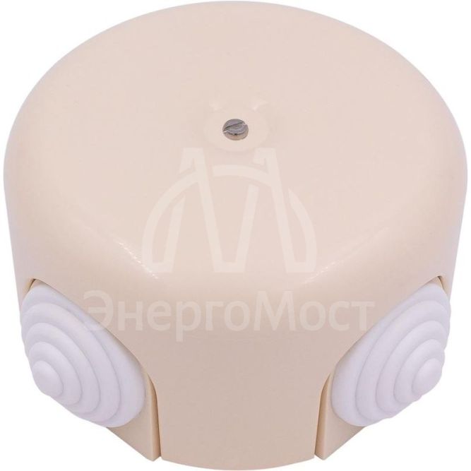 Коробка распределительная 78мм (4 кабельных ввода в комплекте) пластик песочн. зол. Bironi B1-521-24-K