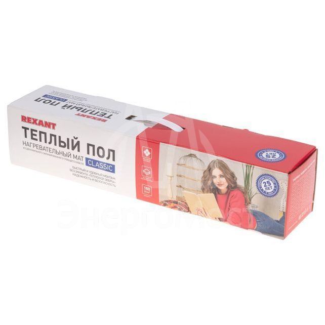 Комплект &amp;quot;Теплый пол&amp;quot; (мат) Classic RNX-0.5-75 (S 0.5кв.м (0.5х1.0м)) 75Вт двужил. с экраном Rexant 51-0501-2