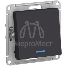 Переключатель проходной 1-кл. СП AtlasDesign 10А IP20 (сх. 6а) 10AX с подсветкой механизм карбон SE ATN001063