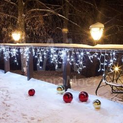 Гирлянда &amp;quot;Айсикл&amp;quot; (бахрома) 4.8х0.6м 176LED бел. 11Вт 230В IP65 провод бел. Neon-Night 255-137