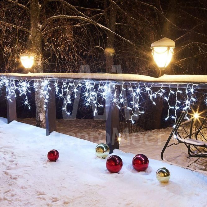 Гирлянда &amp;quot;Айсикл&amp;quot; (бахрома) 4.8х0.6м 176LED бел. 11Вт 230В IP65 провод бел. Neon-Night 255-137