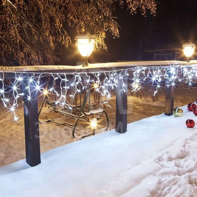 Гирлянда &amp;quot;Айсикл&amp;quot; (бахрома) 4.8х0.6м 176LED бел. 11Вт 230В IP65 провод бел. Neon-Night 255-137