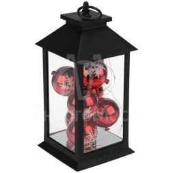 Фонарь декоративный с шариками черн. корпус 14х14х27см тепл. бел. Neon-Night 513-063